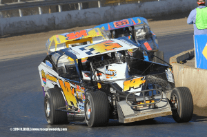 The Jeffer Jeff Heotzler rockets around turn 4 during the Syracuse 200