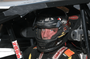 "The Jeffer" Jeff Heotzler buckles in for the start of the 2015 Eastern States 200 at the Orange County Fair Speedway!