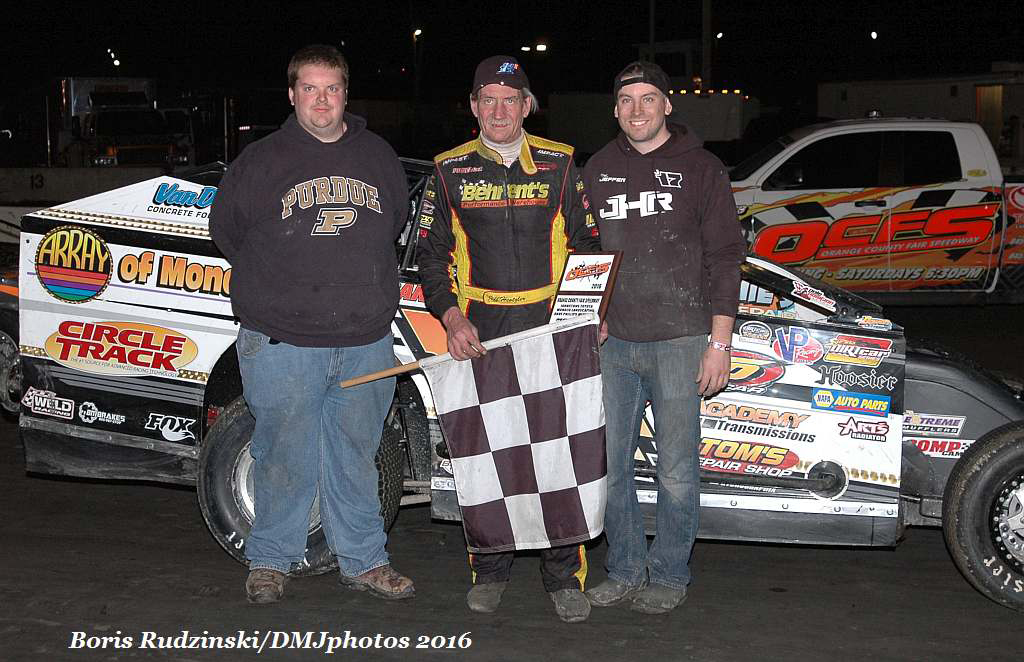 "The Jeffer" Jeff Heotzler wins his 50th career modified feature event at the historic Orange County Fair Speedway!