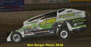 Jeff Heotzler scores his 52nd career modified victory at the historic Orange County Fair Speedway on June 9, 2018.